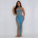 Sheer Mesh Bodycon Dress With Crystal Embroidery – High Neck Sleeveless Evening Gown_ecoleips.com
