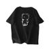 Dongdaemun Women's Loose T-Shirt Summer Short Sleeve Cartoon Print round Neck Student Top Trendy Casual Wear_ecoleips.com