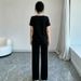Women's Summer Casual Sportswear Two Piece Set Trendy Street Style Lazy Style Short Sleeved T-Shirt And Wide Leg Pants 6002 Print_ecoleips.com