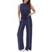 Women's Casual Sportswear Set Summer Style Sleeveless Vest Wide Leg Pants Two Piece Gym Workout Fitness Clothing_ecoleips.com