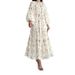 Muslim Floral Print Long Belted Fashionable And Elegant Dress_ecoleips.com