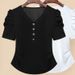 Women's Clothing New Style Puff Sleeve Slim Short Sleeve High End Niche Pleated T Shirt Female Slim Top Ins_ecoleips.com