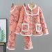 girl Vintage Northeast Two-Piece For Women Winter Ethnic Style Floral Coat Thickened Cotton Jacket And Pants Set_ecoleips.com