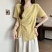 Women's Clothing Fashionable And Versatile National Style Asymmetric Waist Short Sleeved Bottoming Shirt Top T Shirt Trend_ecoleips.com