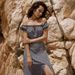 European American Women's Fashion, New Summer Style, Elegant And Slimming, Puff Sleeve, Slit, Off-shoulder, Floral Midi_ecoleips.com