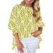 Women’S Floral Print Round-Neck Blouse – Summer Ruffle Sleeve Top With Artistic Draping (5 Vibrant Colors, Relaxed Fit, Breathable Polyester)_ecoleips.com