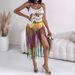 Women's Clothing Fashion Trend Colorful Spaghetti Straps Hollow Tassel Hem Dress_ecoleips.com