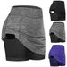 Women's Clothing Solid Color Two Piece Pocket High Waist Leggings Skirt Pants Large Size_ecoleips.com