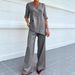 Women's Elegant Casual Two Piece Set European And American Style Solid Color Cotton And Linen Blend Cross Border Fashion_ecoleips.com