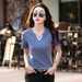 Summer Korean Version Of The New V-neck Short-sleeved Thin T-shirt Women's Slim Casual Fashion Versatile Solid Color Bottoming Shirt_ecoleips.com