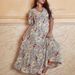 Vintage Floral Print V-Neck High Waist Ruffle Sleeve Midi Dress – A-Line Elegant Office & Party Long Dress For Women (Plus Size 0XL-4XL)"_ecoleips.com