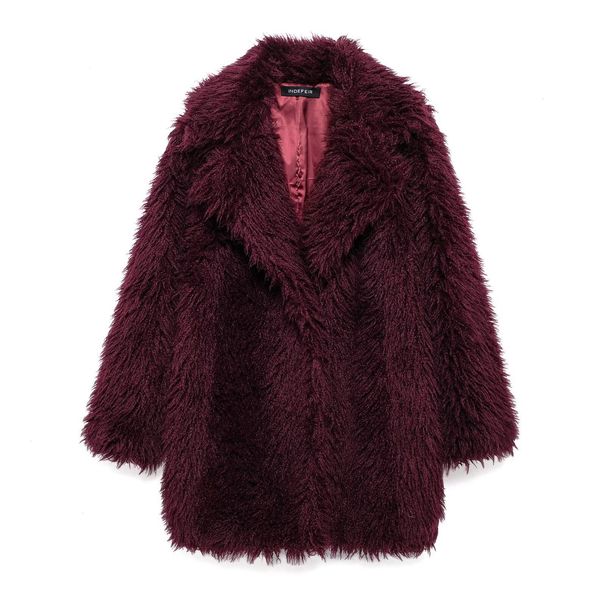 Women's Long Coat With Fur Trim Artificial Fur Effect For Autumn Winter New Style European American Fashion Cross Border E-Commerce_ecoleips.com
