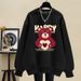 Women's Fleece Lined Crew Neck Sweatshirt Korean Style Thick Pullover Loose Fit Spring Autumn Winter Petite Cartoon Top_ecoleips.com
