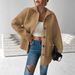 Women's Clothing Thick Faux Fur Jacket With Concealed Buttons & Pockets, Casual Elegant Long Sleeve Coat For Autumn Winter Warmth_ecoleips.com