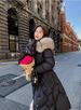Luxury Fox Fur Trim Hooded Long Down Coat For Women - High Waist Slim Fit Winter Jacket With White Goose Feather Filling (Beige, Brown, Black)_ecoleips.com