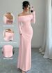 Women's Clothing Spring Women's One-Shoulder Pleated Long Evening Dress Fashionable Elegant Hip Wrap Tight Fit_ecoleips.com