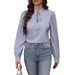 Verve 2025 Women's Fashion Autumn Winter New V-neck Tie Button Striped Long Sleeve Shirt_ecoleips.com