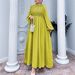 Modest Evening Dress Middle Eastern Ethnic Style Muslim Dress Lace Trimmed Lantern Sleeve Fitted Waist Bestseller Women's Clothing_ecoleips.com
