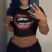 2025 Spring/Summer Ins Hot Sweet And Spicy Royal Sister Style Short Sleeve Casual Pullover T-shirt With 3D Lip Print_ecoleips.com