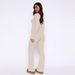 Popular European American Women's Clothing: Short Slim-fit Buttoned Long-sleeve Top Tie-waist Pants Two-piece Set For_ecoleips.com