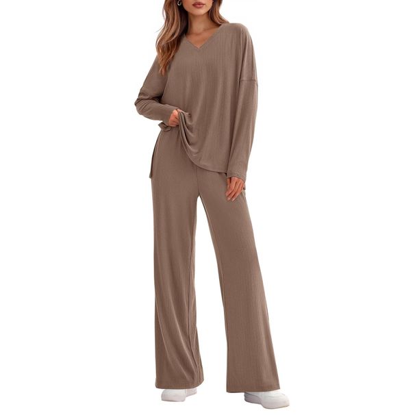 Women's Casual Long Sleeve Top & Pants Set – Comfortable Loose Fit Two-Piece Outfit With Pockets_ecoleips.com