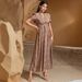 Ba5031 Khaki Two-Piece Set: A Flowing Long-Sleeved Cardigan Paired With A Dress, Designed For Women._ecoleips.com