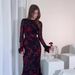 Women's Summer Vintage Slim-Fit Print 2026 French Floral European And American New Style Brightening Dress Plum_ecoleips.com