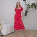 X2350 Foreign Trade Women's Clothing, New Summer Style, Sexy Floral Square Puff Sleeve Halter Neck Dress For Women_ecoleips.com