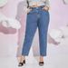 Women's Clothing High-Waisted Wide-Leg Jeans Extra Long Style For Spring/Autumn Regular Fit Solid Polyester_ecoleips.com