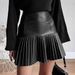 Cross-border European And American Style Leather Women's Small Pleated Skirt, Short A-line Skirt Wholesale_ecoleips.com