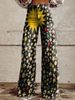 Women's Pink Floral Leopard Print Wide Leg Jeans, High Waist Casual Loose Fit Denim Pants, Trendy Flared Trousers For Daily Streetwear, Vacation & Wee_ecoleips.com