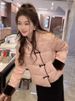 girl Chinese National Style Button Long Sleeve Jacket For Women Winter 2024 New Thickened Warm Cotton Coat Fashion Outerwear_ecoleips.com