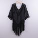 Women's Clothing Hand Crocheted Patchwork Solid Color Hollow Beach Irregular Tassel Blouse Bikini Swimsuit_ecoleips.com