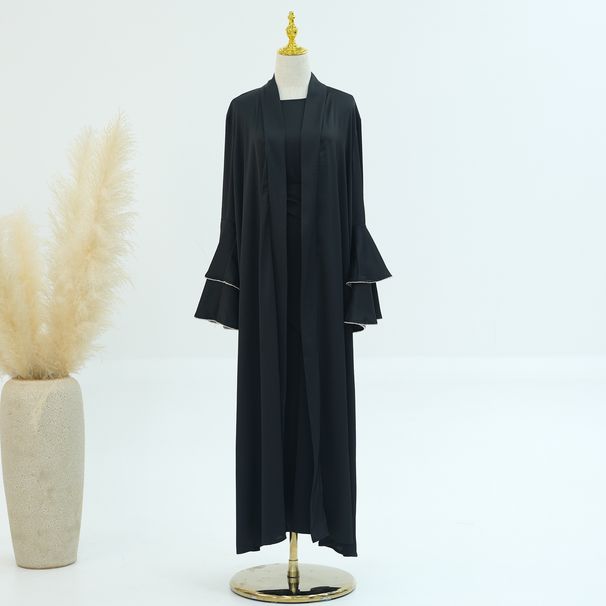 Verve Loriya2025 Fashion Trimmed Dubai Turkish Elegant Long Robe Two-Piece Set LR760_ecoleips.com