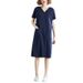 plus Size Women's Summer T-Shirt Dress Loose Korean Style Mid-Length V Neck Solid Color Slimming Short Sleeve for Curvy_ecoleips.com