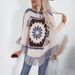 Aria Basics Aria Basics Retro Ethnic Style Pullover Sweater With One-Shoulder Collar Shawl Women, Loose Long-Sleeve Knit Tassel Cape For Autumn_ecoleips.com