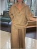 Women's Clothing Autumn 2 Piece Set Large Size Cotton And Linen Shirt Set High Waist Loose Pants_ecoleips.com