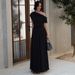 Women's Clothing American Style Pleated Dress Asymmetrical Neckline Irregular Solid Color Casual Elegant Fashion Summer Dress_ecoleips.com