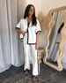 Women's Clothing Spring And Summer New Comfortable Casual Single Breasted Lace Stitching Trousers Shirt Jacket_ecoleips.com