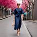Women's Clothing New Summer Fashion Round Neck Solid Color Lace Up Dress Women's Wear_ecoleips.com