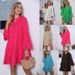 2024 European And American Cross-border Foreign Trade Spring New Women's Printed Gold-embossed Pleated Bell-sleeve Loose_ecoleips.com