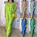 Women's Clothing Women's Solid Color Large Size Casual Cotton And Linen V Neck Suit Trousers Two Piece Set_ecoleips.com