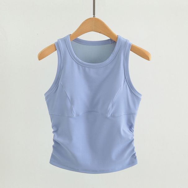 K High Strength Shock-absorbing Sleeveless Yoga Vest Integrated Sports Bra For Women, Tight Fitting, Outerwear, Pleated Fitness Running Bra_ecoleips.com