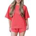 2026 Cross-Border Women's Casual Sports Short-Sleeve Shorts Set, European And American Style, Loose Fit, Round Neck,_ecoleips.com