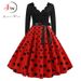Women Vintage Long Sleeve Christmas Dress Winter Swing Elegant Lacework Party Dress Robe Casual Black Print New Year_ecoleips.com
