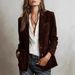 2026 European American Cross-border Autumn Women's Jacket, Elegant Brown Suede Coat With Pockets And Buttons_ecoleips.com