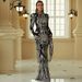 Women's Clothing Long Sleeved Temperament Sexy Tight Long Sequins Self Cultivation Super Long Sleeved Catwalk Evening Dress Dress Female_ecoleips.com