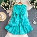 Luxury Yellow V Neck Dress for Women Dopamine Style Lantern Sleeve Chiffon Print Ruffled Cake Design Niche Super Fairy Fashion_ecoleips.com