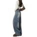 Blue Street Loose Wide Leg Jeans For Women 2025 New Style American Design High Waist Drop Bending Knife Pants_ecoleips.com