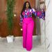 Women's Clothing Suit Autumn Large Size Printed Trumpet Sleeve Top Wide Leg Pants Two Piece Suit_ecoleips.com